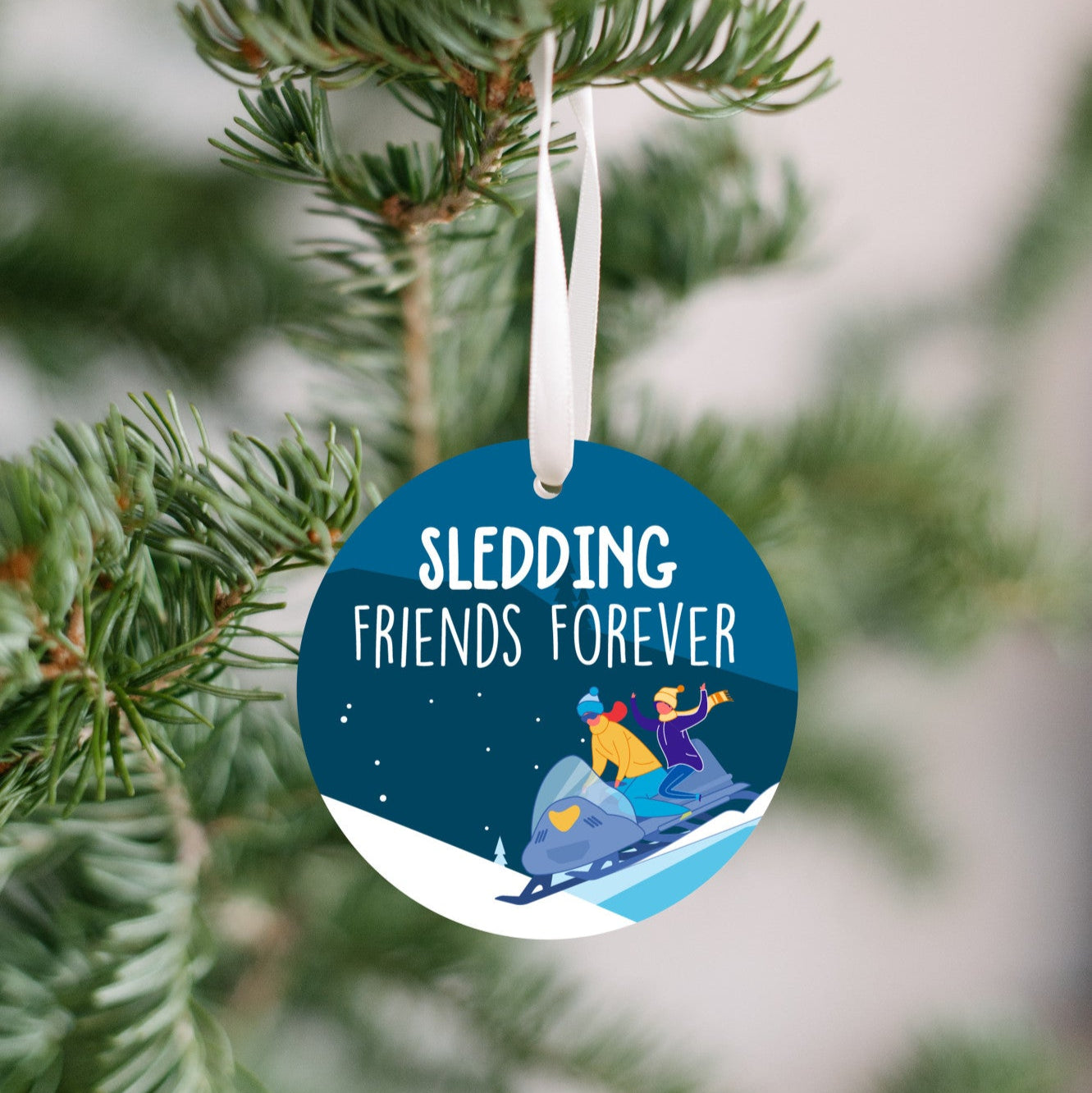 Snowmobiling Together Christmas Ornament