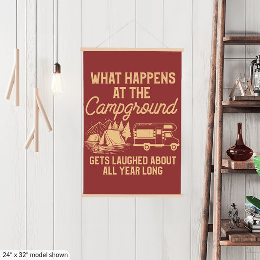 What Happens At The Campground Hanging Canvas