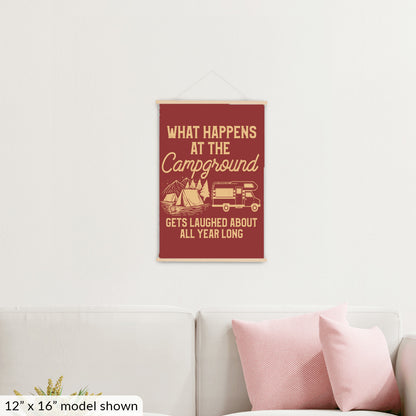 What Happens At The Campground Hanging Canvas