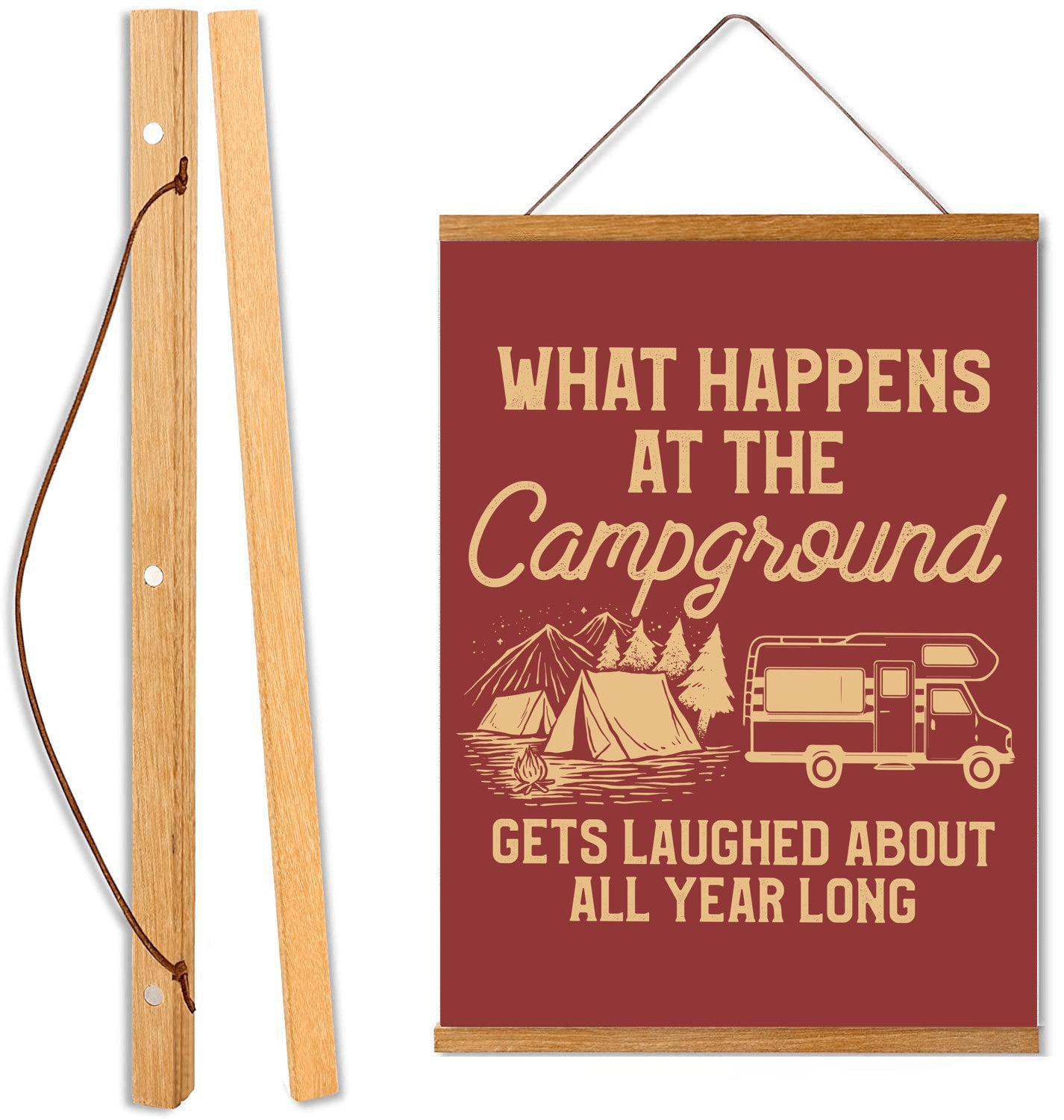 What Happens At The Campground Hanging Canvas