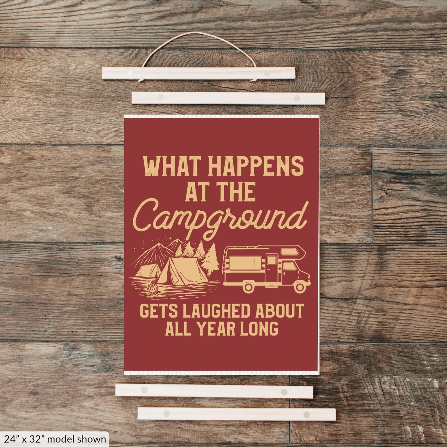 What Happens At The Campground Hanging Canvas