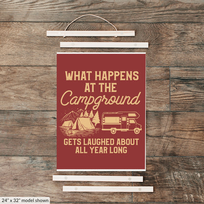 What Happens At The Campground Hanging Canvas