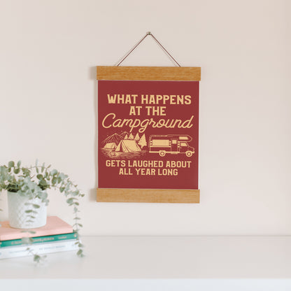 What Happens At The Campground Hanging Canvas