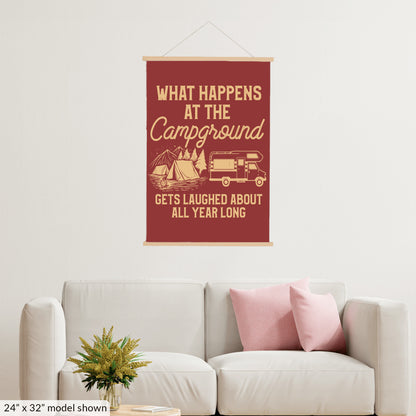 What Happens At The Campground Hanging Canvas